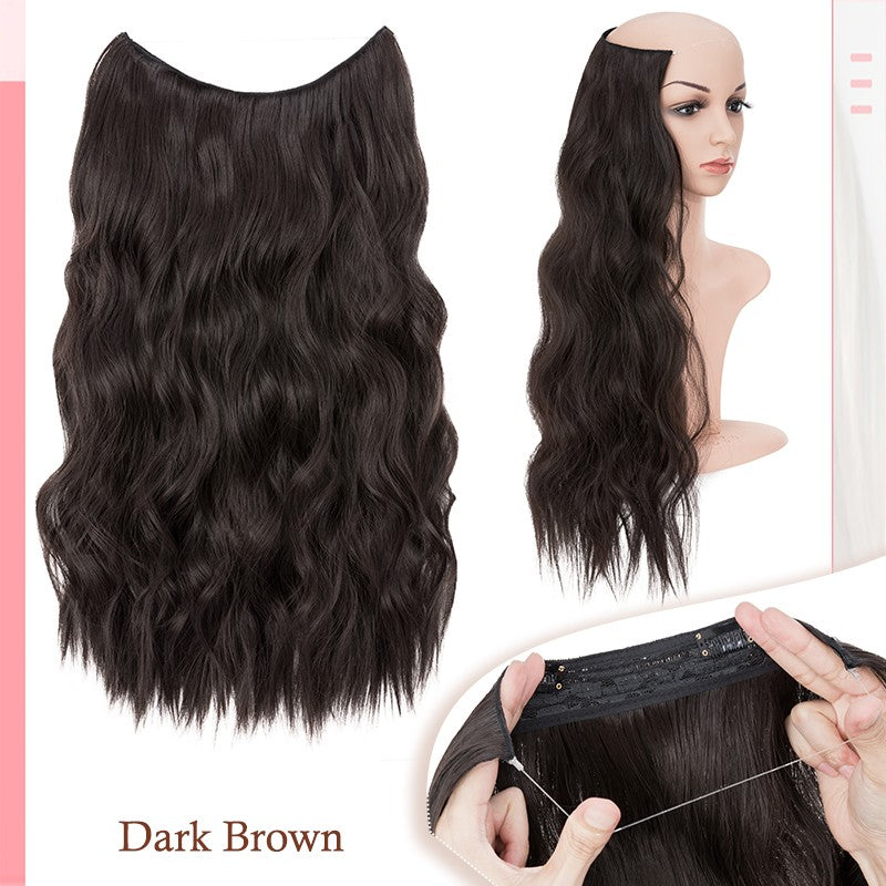 Invisible Wire Clip-In Hair Extensions with Clips & Replacement Wires - Natural & Wavy, 20/24 Inch