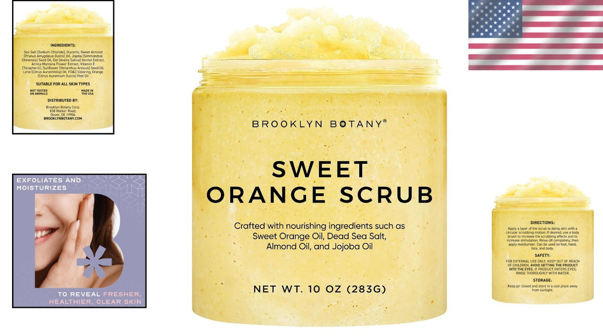 10 oz Sweet Orange Body Scrub for Soft Skin - Fights Fine Lines &