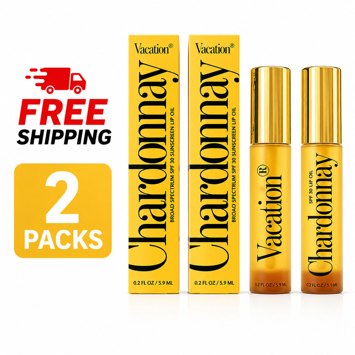 Lip Sunscreen Oil SPF 30 - Hydrating Glossy Lip Treatment 2 Pack