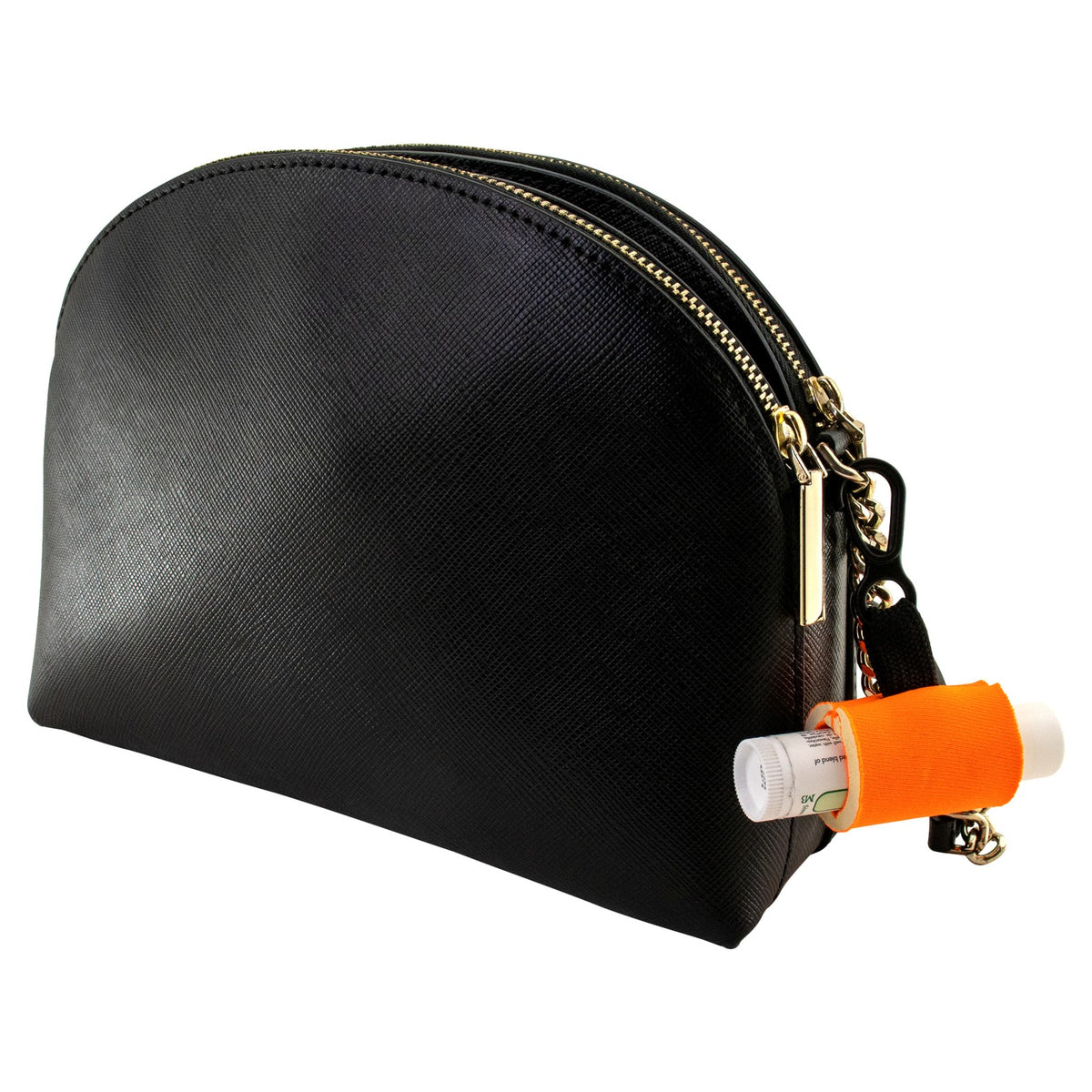 Clip-On Neoprene Lip Balm Holder Key Chain - Orange, Fits Most Lip Balms