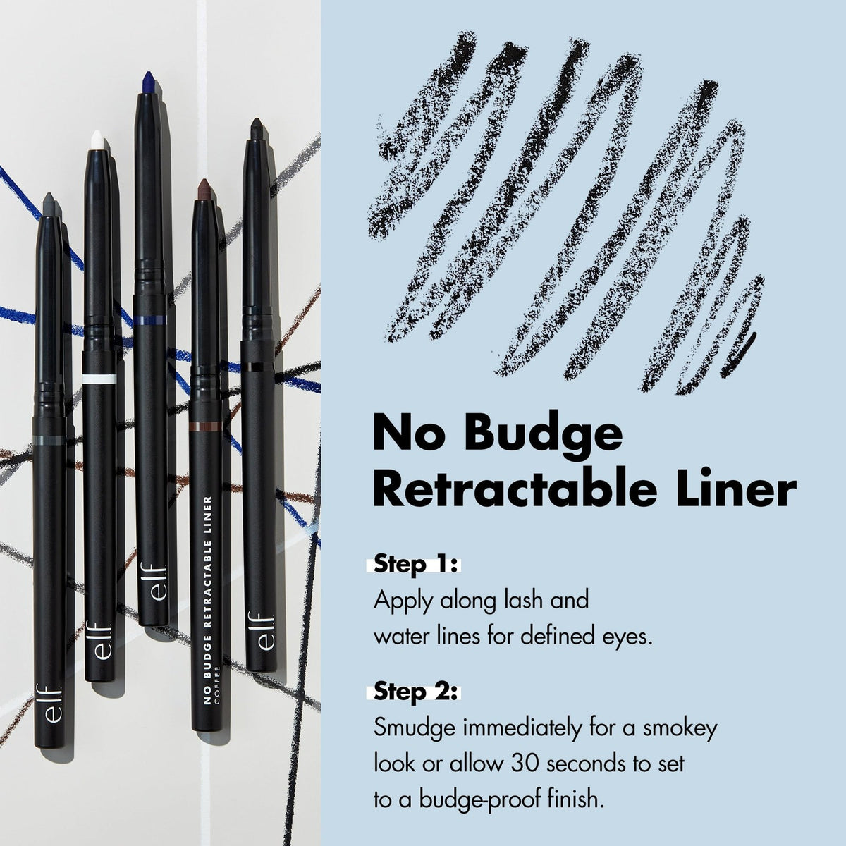 Waterproof Retractable Eyeliner Pencil - Creamy, Long-Lasting, Grey