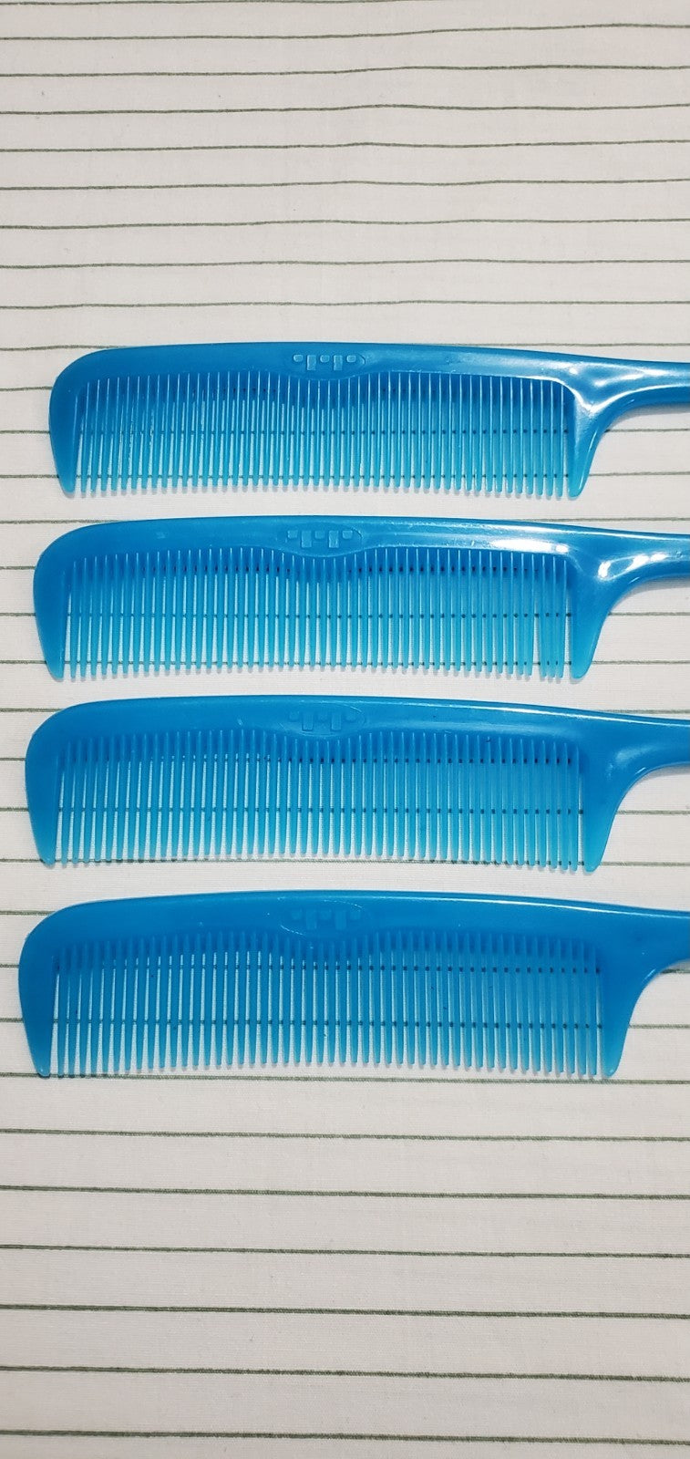 Vintage Unbreakable Blue Rat Tail Comb Set - 8 Inch, 4 Pieces