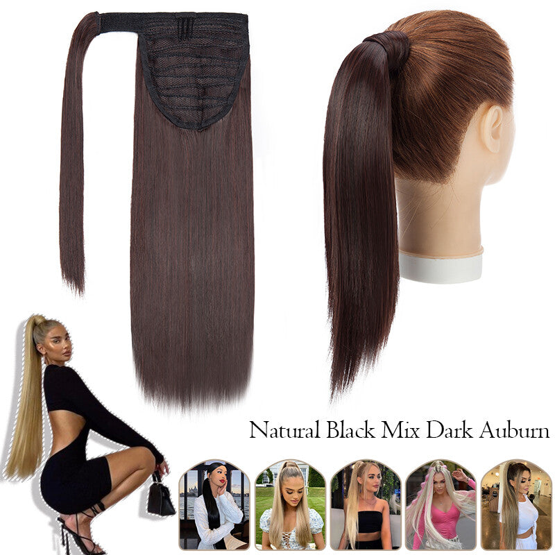 Mega Thick Wrap-On Ponytail Extensions - Natural Human Hair, Curly Wavy Straight