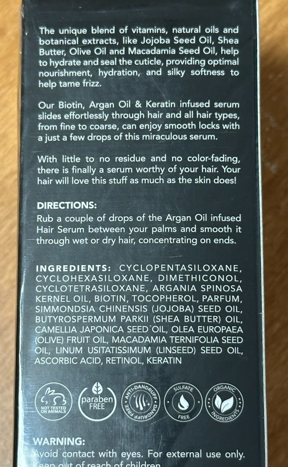 Argan Oil Hair Serum with Biotin & Keratin for Frizz Control - Hydrating Moroccan Hair Treatment