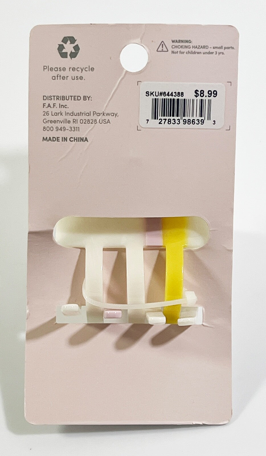 HIVE AND CO HAIR CLIPS WHITE YELLOW PURPLE PACK OF 2