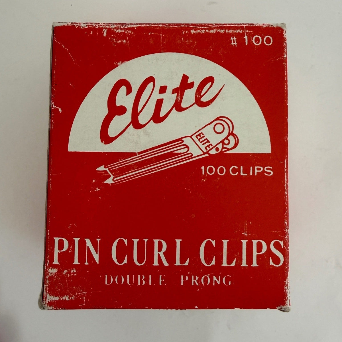 Vintage Elite Pin Curl Clips Double Prong #100 Original Box Hair