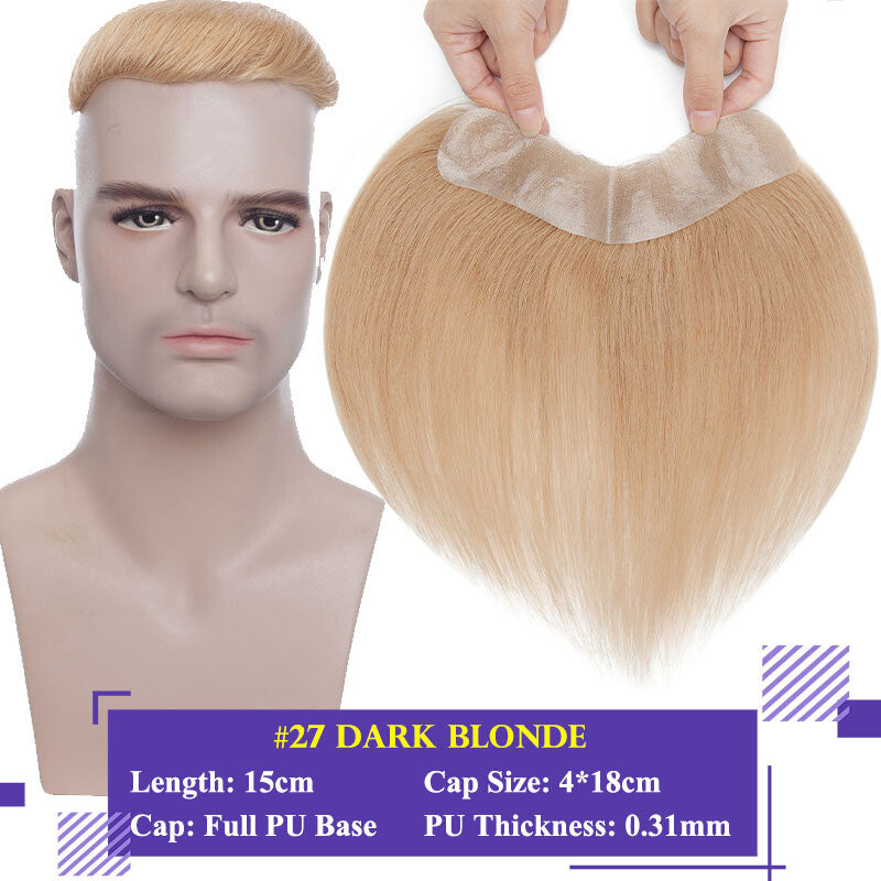 Human Hair Toupee for Men Receding Hairline - Skin PU Base & Natural Look