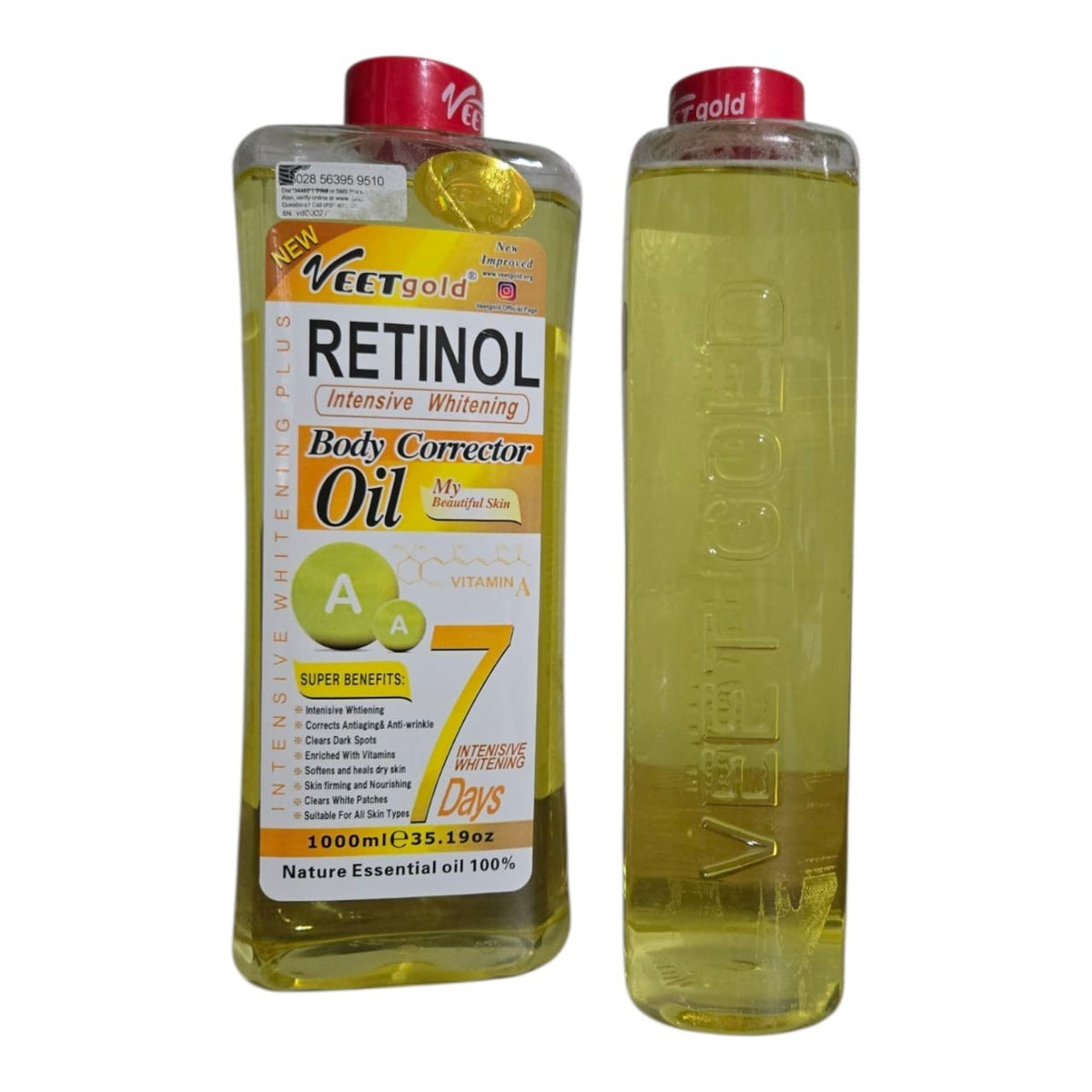 Veet Gold Retinol Body Corrector Oil 1000ml - Whitening & Skin Nourishing