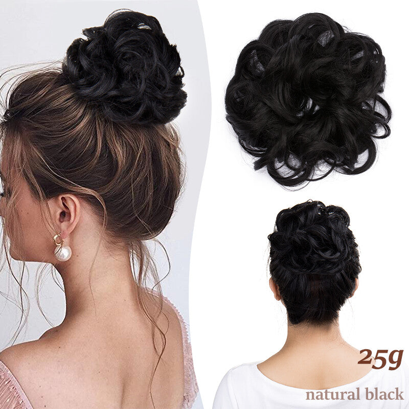 Thick Curly Messy Bun Hair Piece - Synthetic Hair Extensions for Updo & Volume