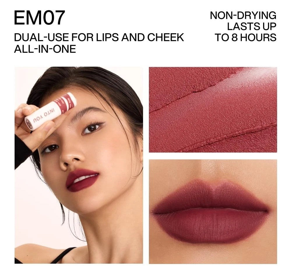 Into You Matte Lipstick & Cheek Mud – Multi-Purpose Lip & Cheek Stain EM07