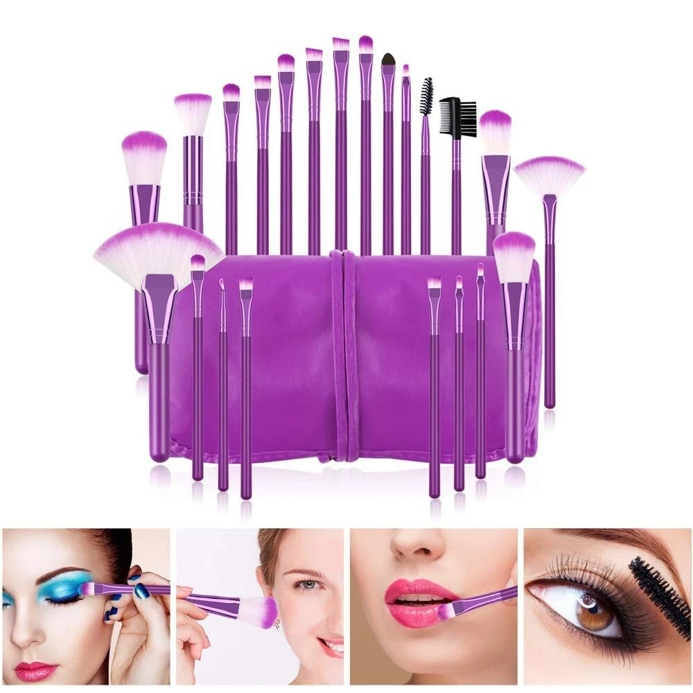 Pro 22Pcs Makeup Brush Set Flat Top Kabuki for Liquid & Cream Foundations