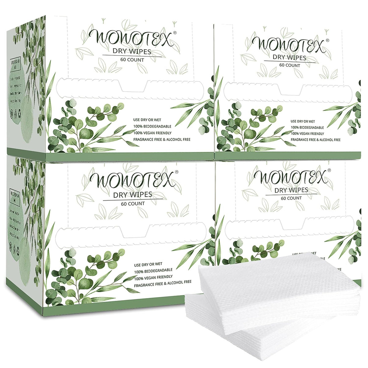 Biodegradable Disposable Face Wipes 240 Count Large Soft Towels for Sensitive Skin