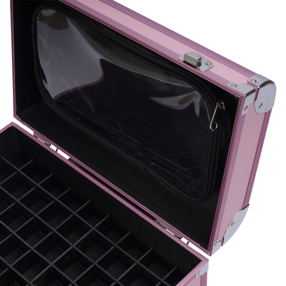 Rolling Makeup Train Case with Drawers - Professional Cosmetic Storage Organizer