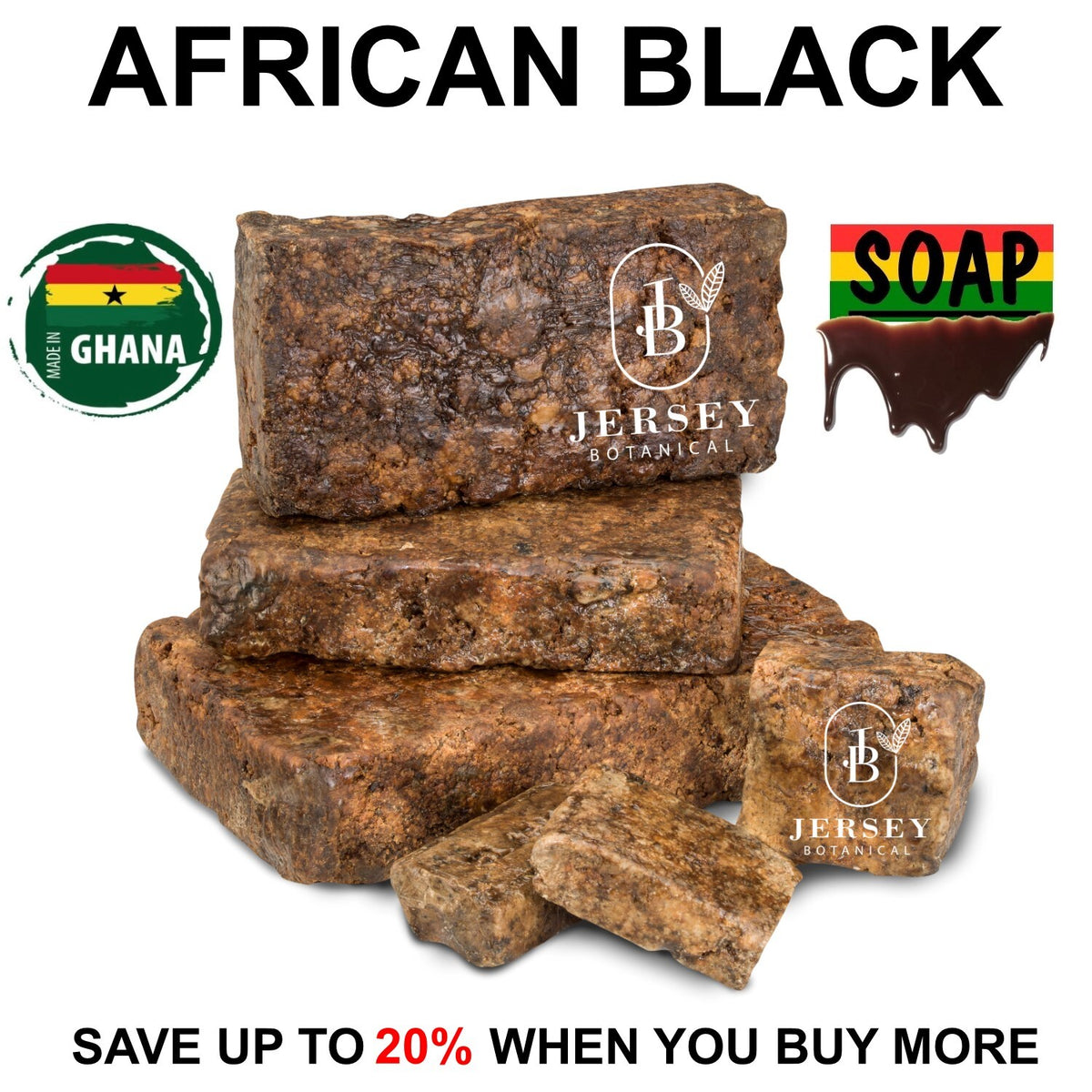 African Black Soap - Raw Unrefined Organic Handcrafted Bar for Skin Care