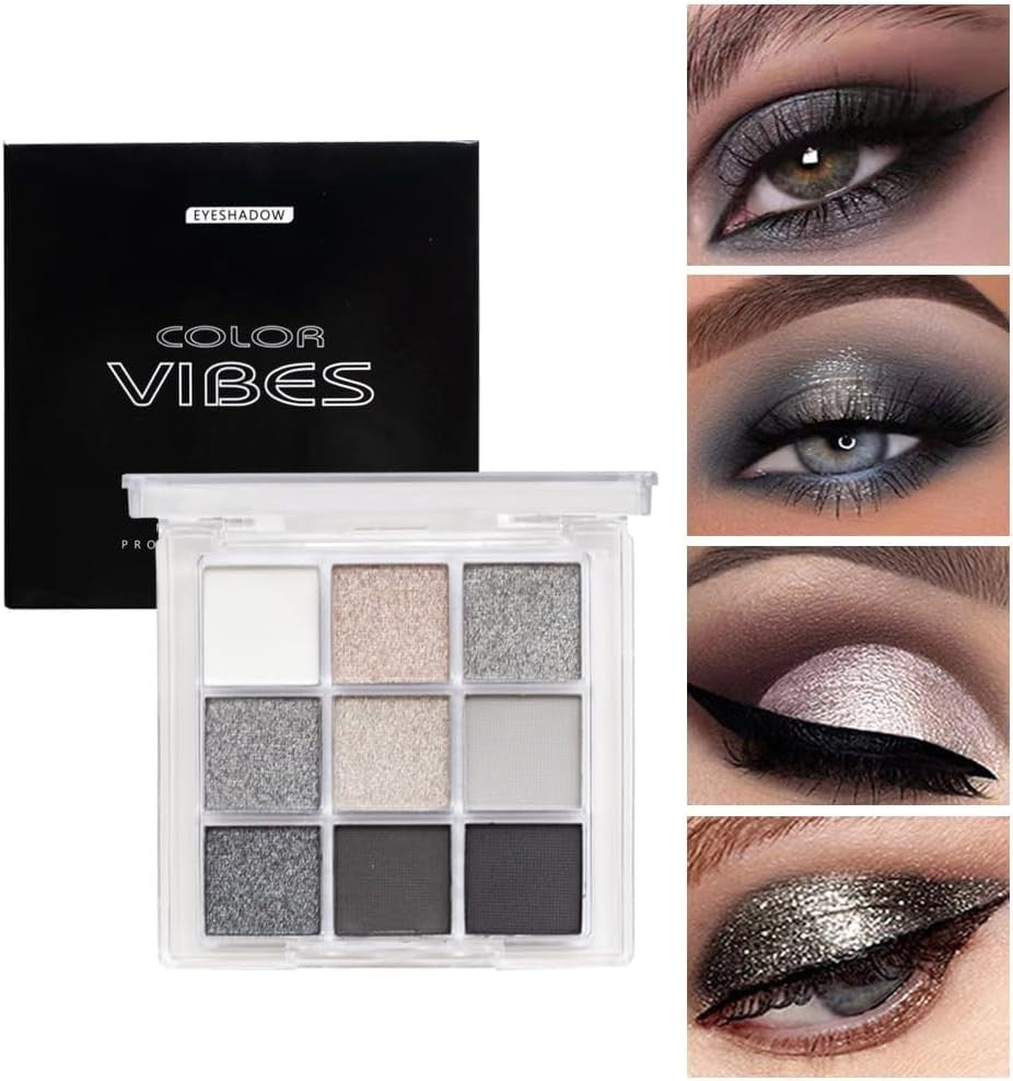 4-Piece Eyeshadow Palette Set with Matte and Glitter Finishes - Vibrant Colorful Eye Makeup