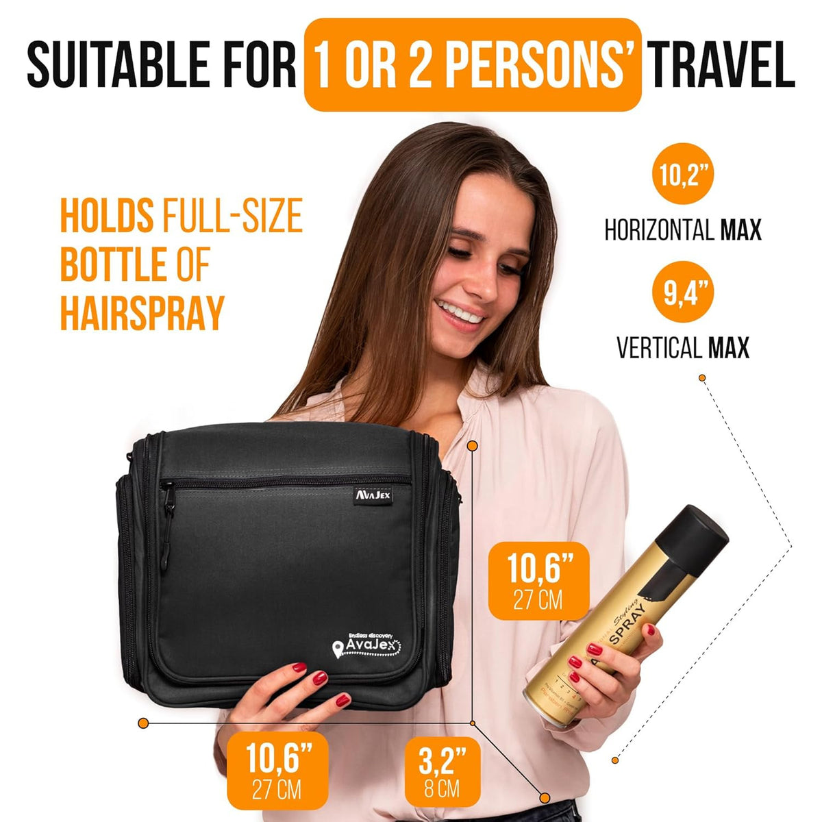 Large Waterproof Travel Toiletry Bag with 19 Compartments for Men & Women