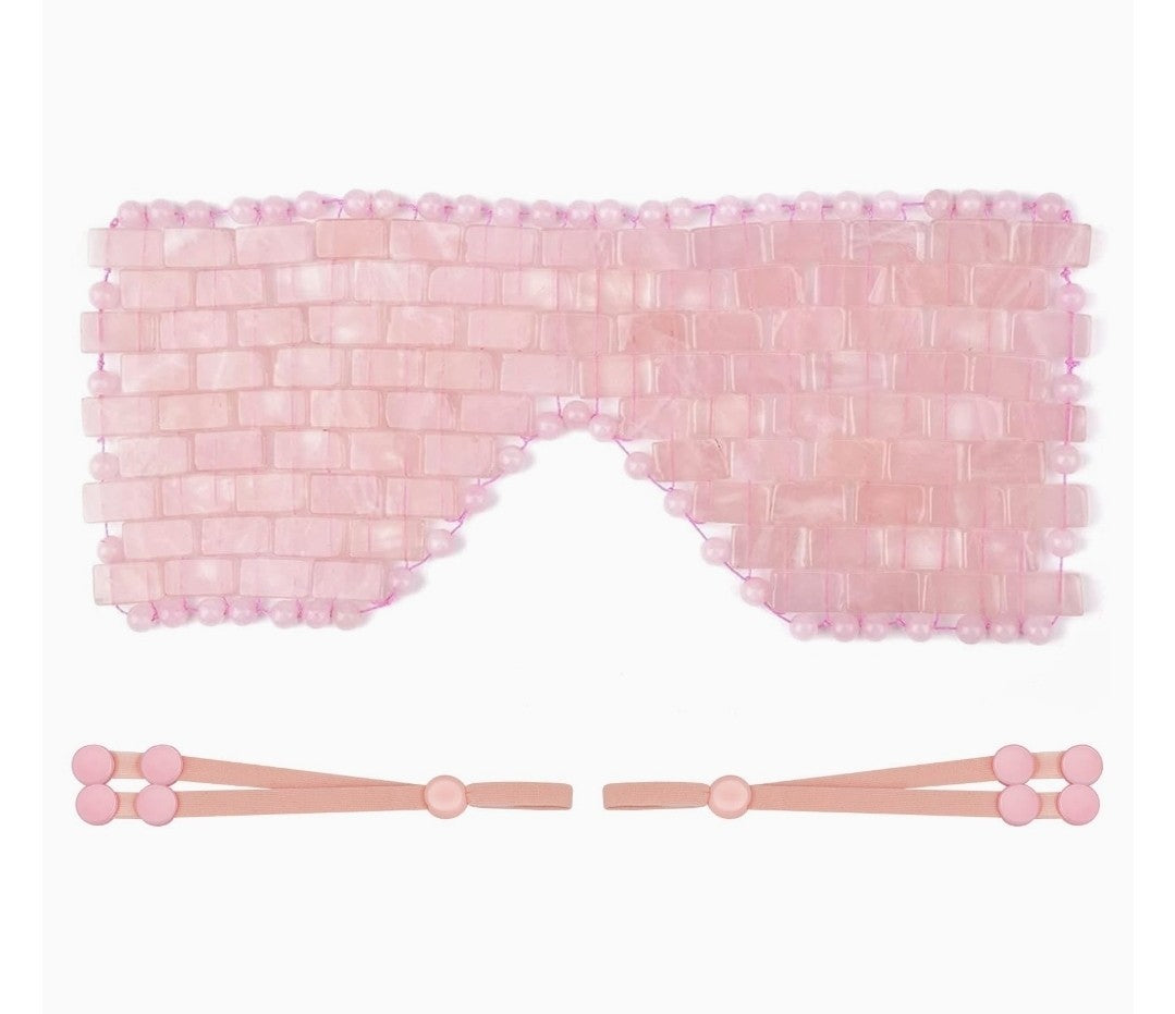 Natural Rose Quartz Sleep Mask for Relaxation and Puffy Eye Relief