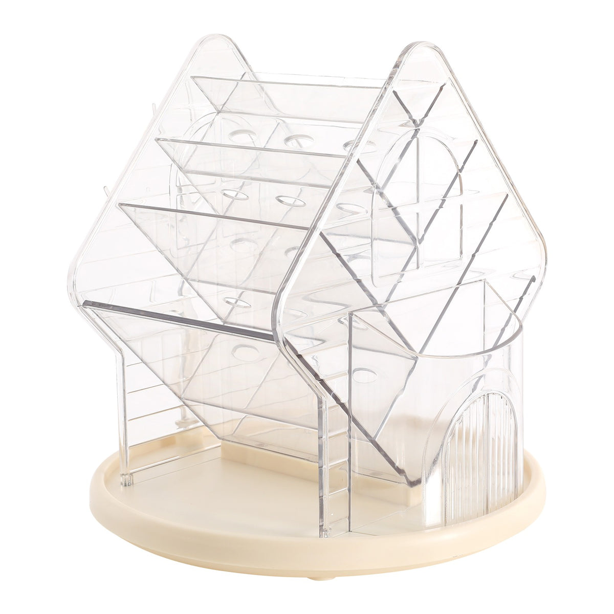 Multi-Compartment Rotating Makeup Organizer with Lipstick and Perfume Storage