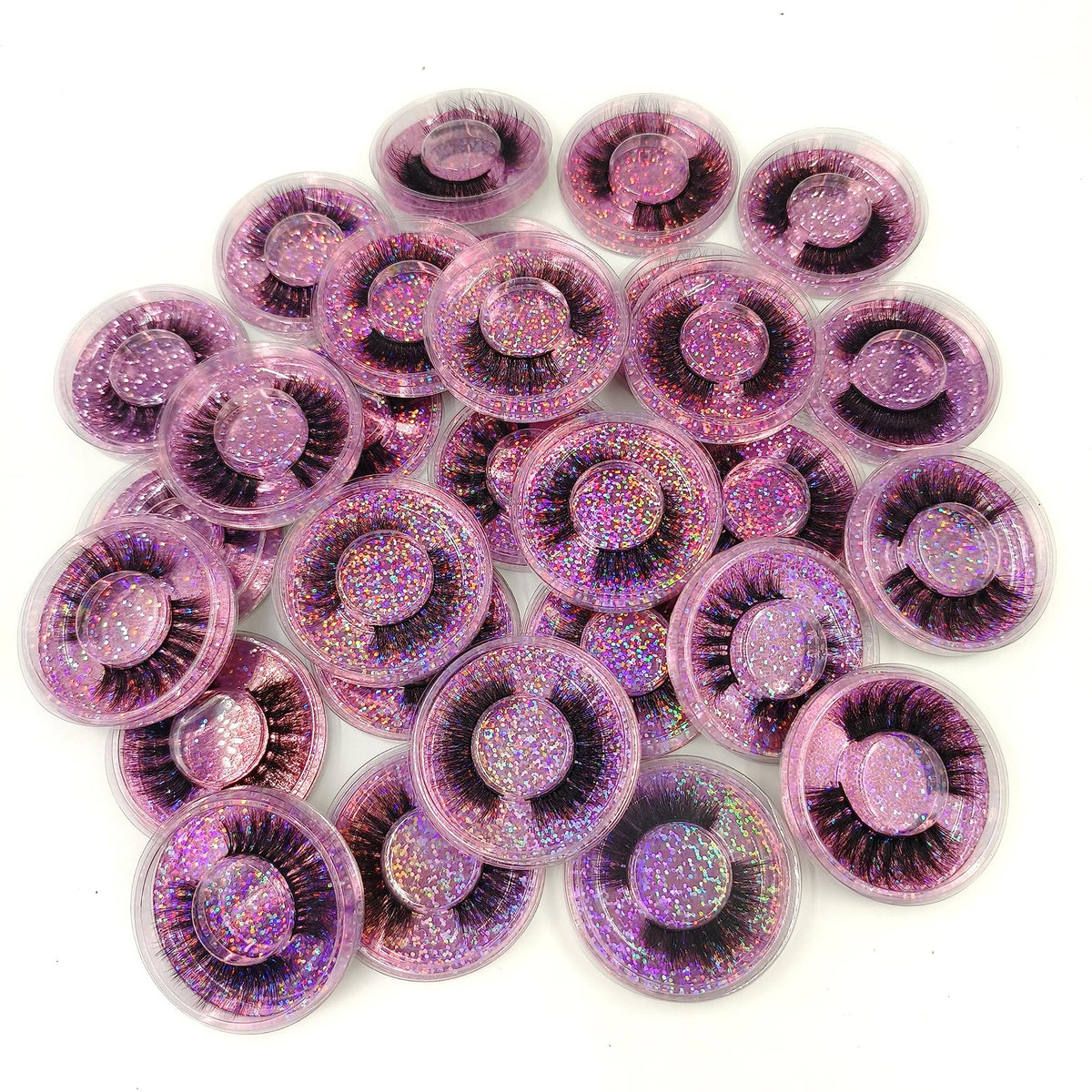 False Eyelashes Pack of 30 Natural Look Reusable Faux Mink Style Purple