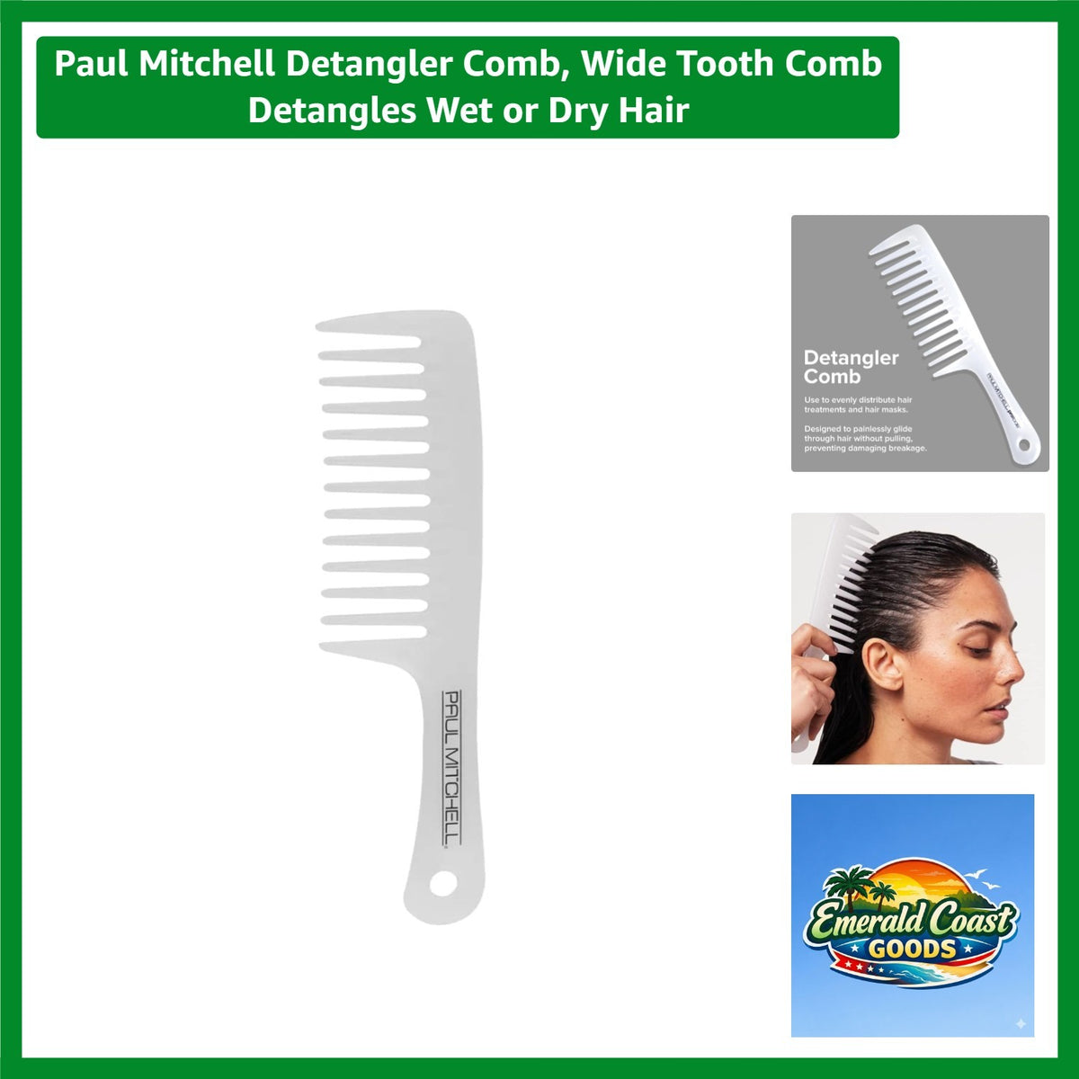 Lightweight Wide Tooth Detangler Brush for Gentle Hair Care