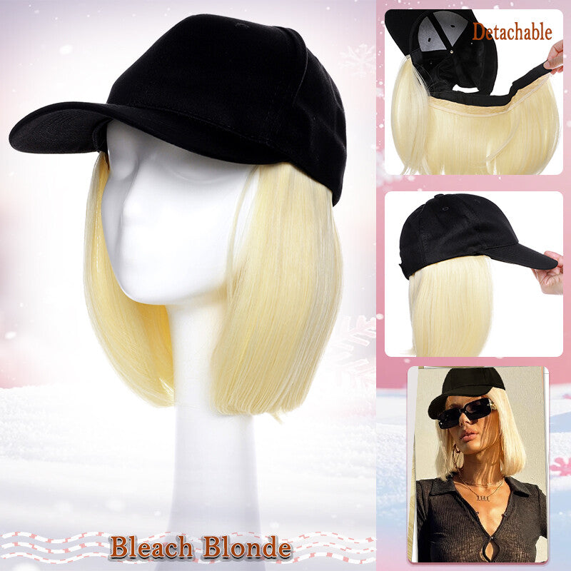Unisex Wavy Long Hair Beret Cap with Synthetic Hair - Casual Hat Wig