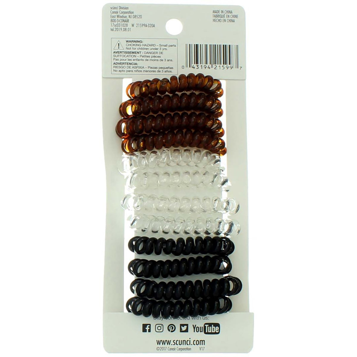5 Pack Scunci Dent-Free Hold Hair Ties, 12 Ct