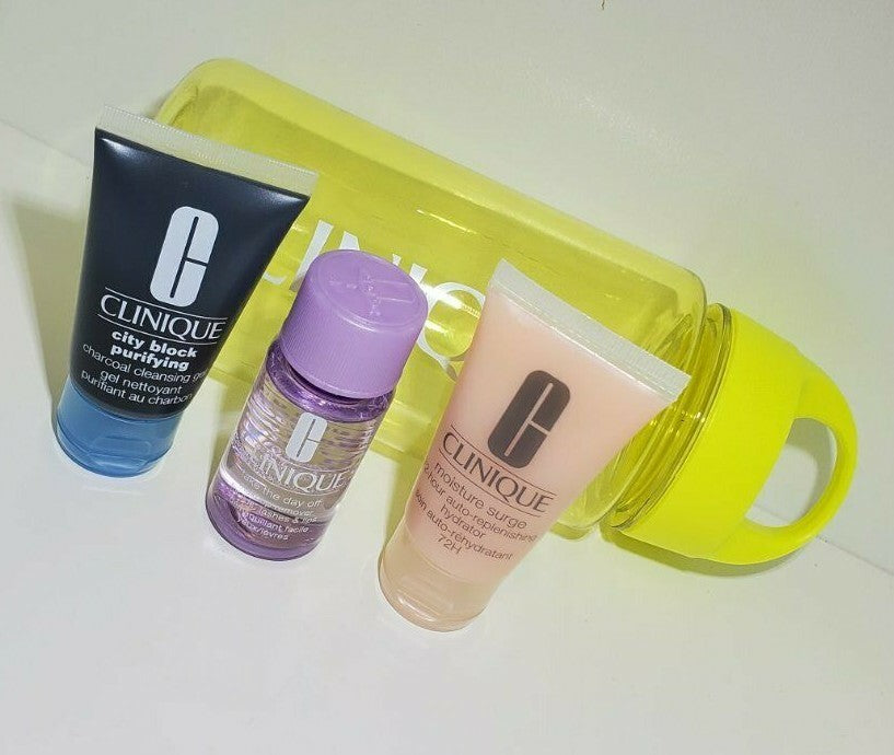 Water Bottle Set with Makeup Remover and Skincare Samples - BPA-Free
