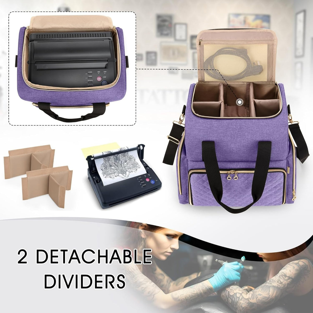 Large Tattoo Travel Case with Removable Pouches & Organizer