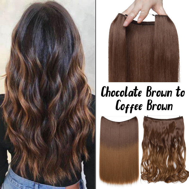 Natural Wire-In Hair Extensions Clip-In Nano Ring Hairpiece - Versatile & Easy to Use