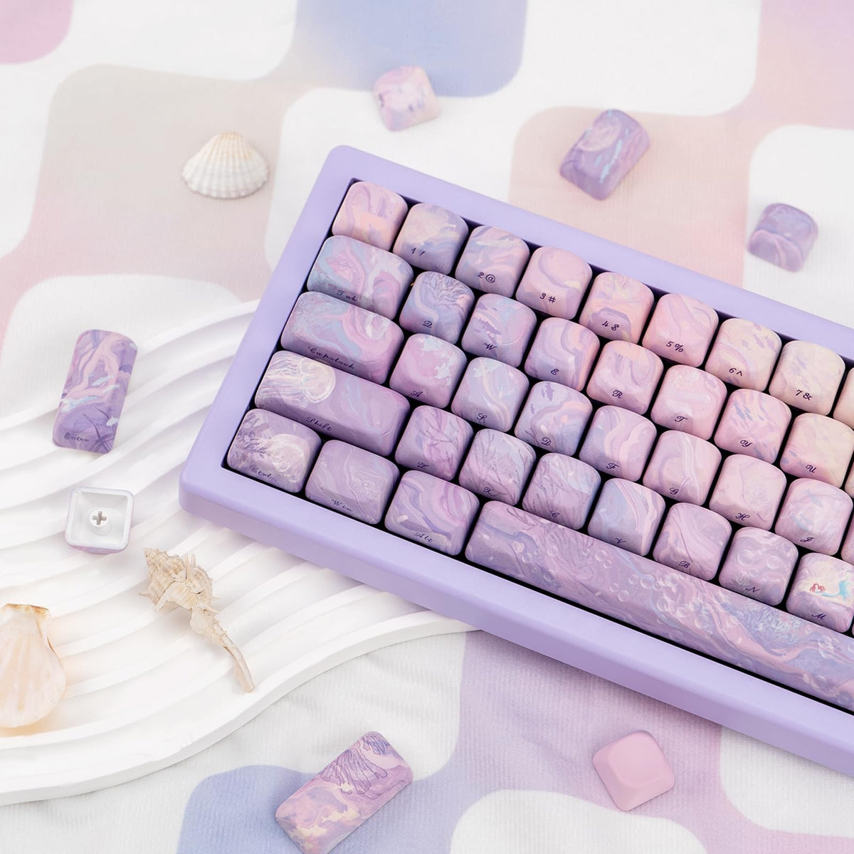 Purple Dye Sub PBT Keycap Set for Mechanical Gaming Keyboard - Round Side Print