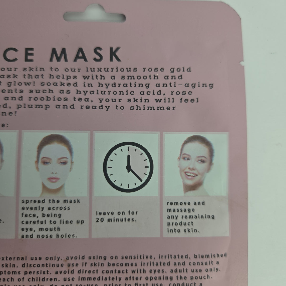 Rose Gold Shimmer Face Mask with Hyaluronic Acid - 0.88 oz