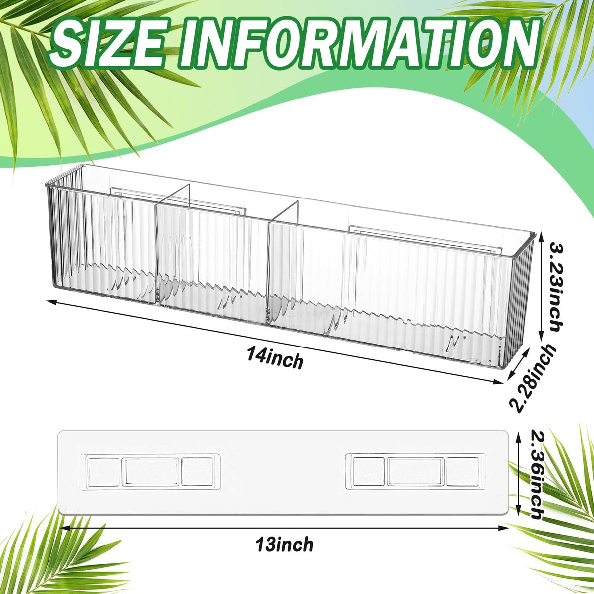 4 Pack Wall-Mounted Makeup Organizer Shelves with 3 Compartments - Clear Plastic Bathroom Storage