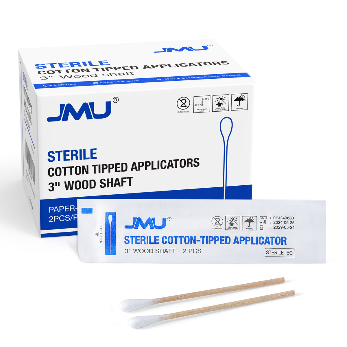 Sterile Cotton Swabs 3 Inch Medical-Grade Absorbent Applicators for Wound Care & Makeup