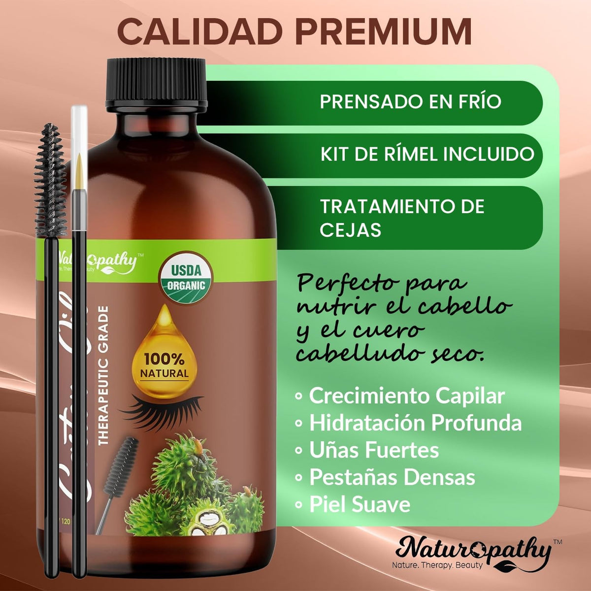 USDA Organic Castor Oil 4oz - Pure Natural Hair & Skin Moisturizer