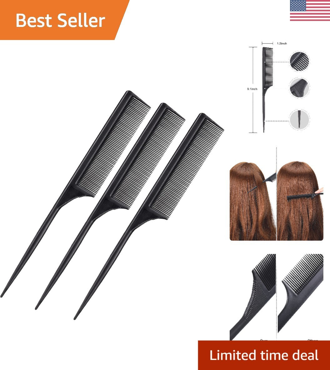 Anti-Static Carbon Fiber Hair Combs Set for Volume & Styling - 3 Pieces