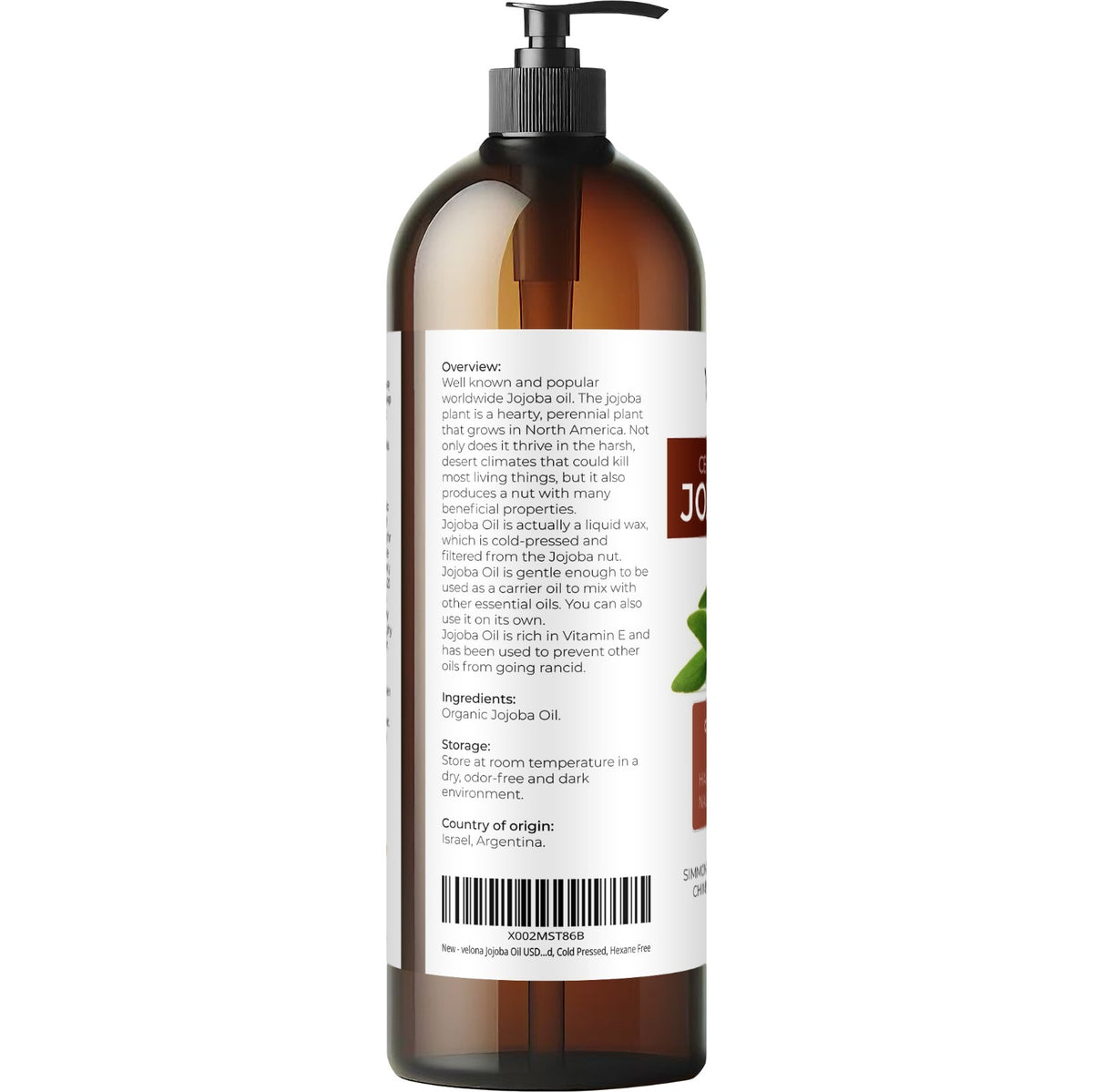 Organic Jojoba Oil - Cold Pressed, USDA Certified 32oz Natural Skin & Hair Care