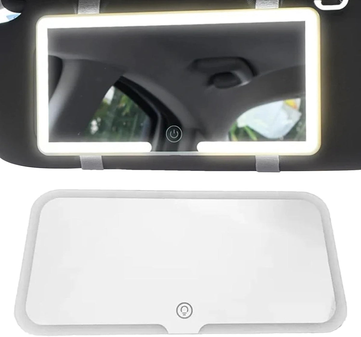Rechargeable LED Car Vanity Mirror with 3 Light Modes Touch Dimmable White