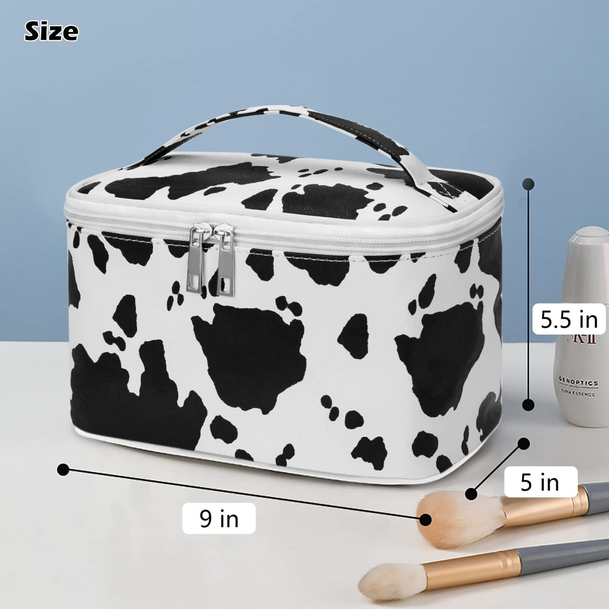 Waterproof Cow Print Makeup Bag Travel Cosmetic Organizer for Women