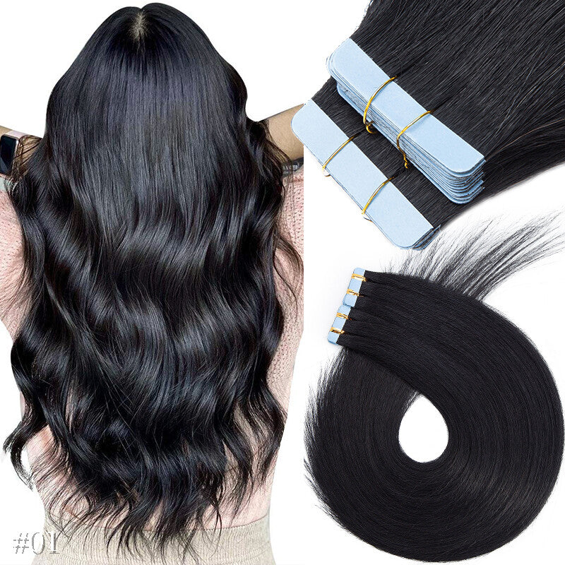 Double Sided Hair Extension Tape 40PCS Thick Remy Human Hair Skin Weft