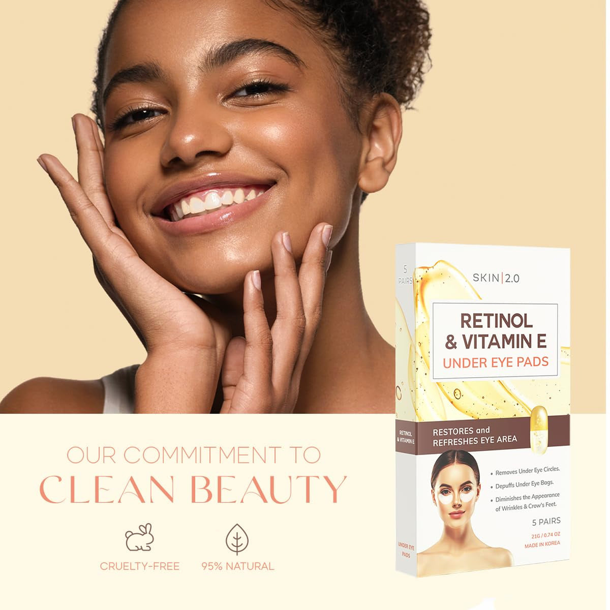 Retinol & Vitamin E Under Eye Patches for Dark Circles Wrinkles Depuffing