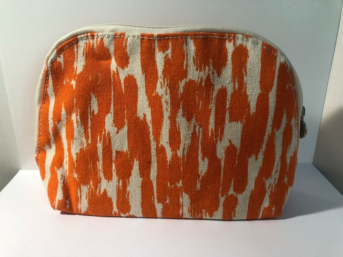 Origins Orange Pattern Canvas Makeup Bag - Medium Travel Cosmetic Organizer