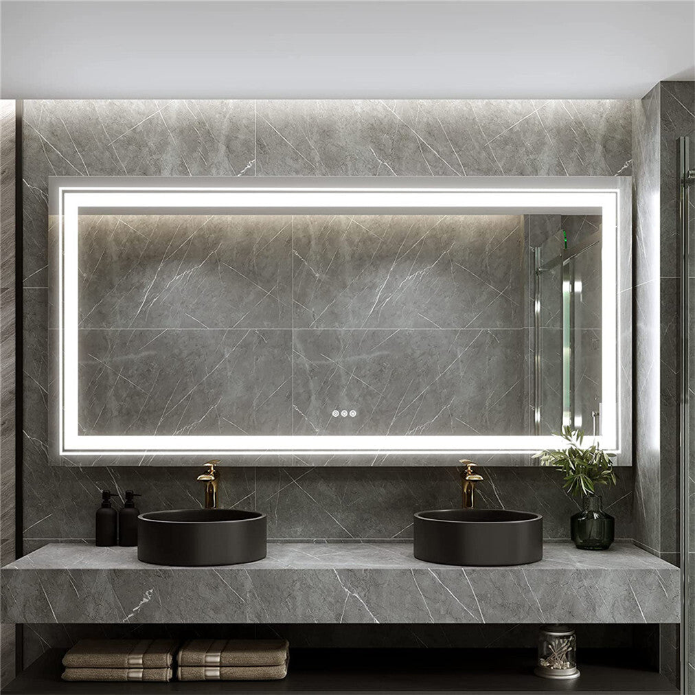 Power-Efficient LED Bathroom Mirror with Anti-Fog & Touch Control