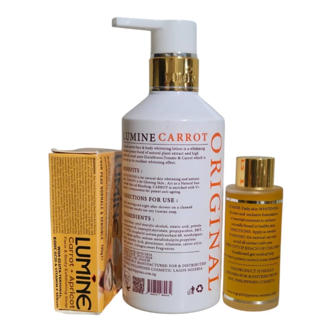 Brightening Carrot & Apricot Serum, Lotion & Exfoliating Soap Set - Hydrating Skin Care
