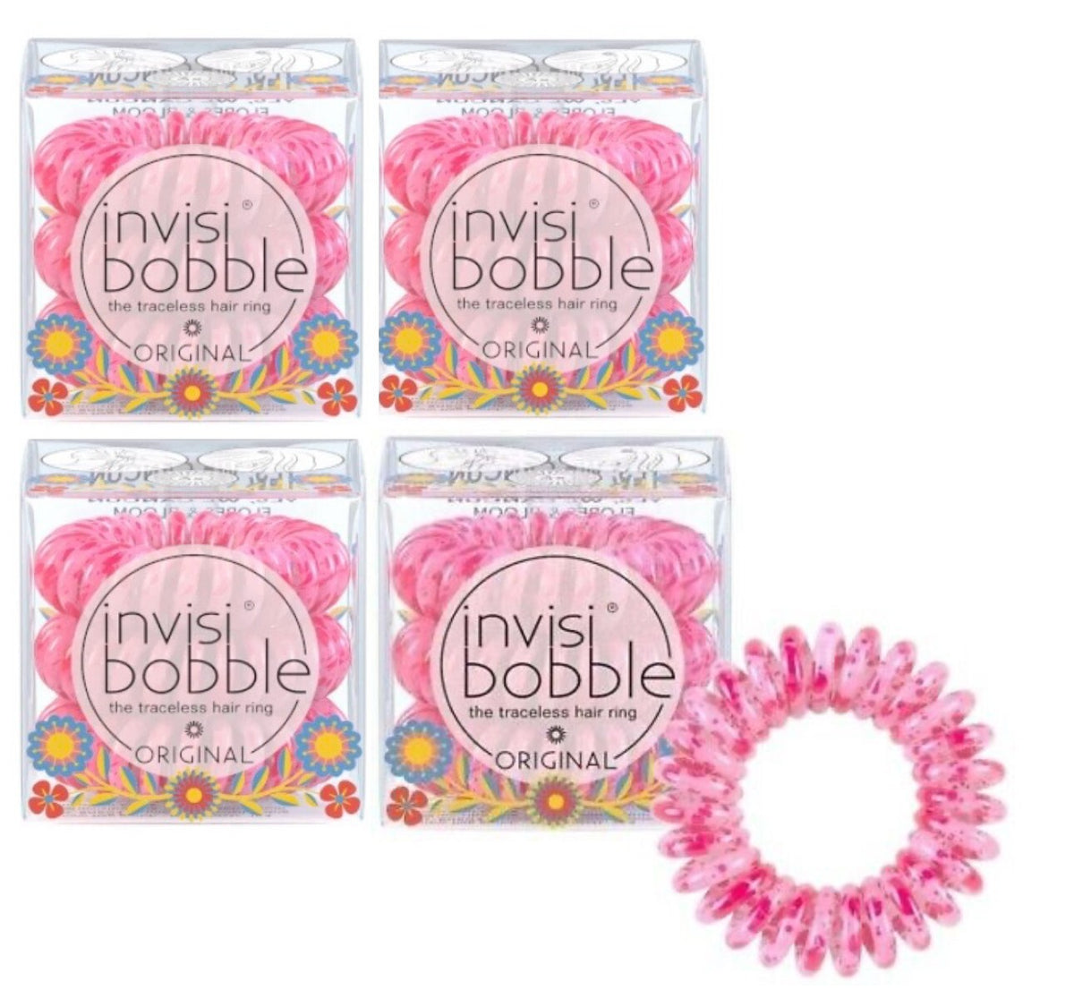 Lot of 4 Invisibobble Original Hair Ring Elastic Pink Yes We Cancun