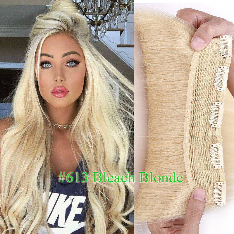 Remy Human Hair Extensions Clip-In One Piece Thick Weft for Full Head