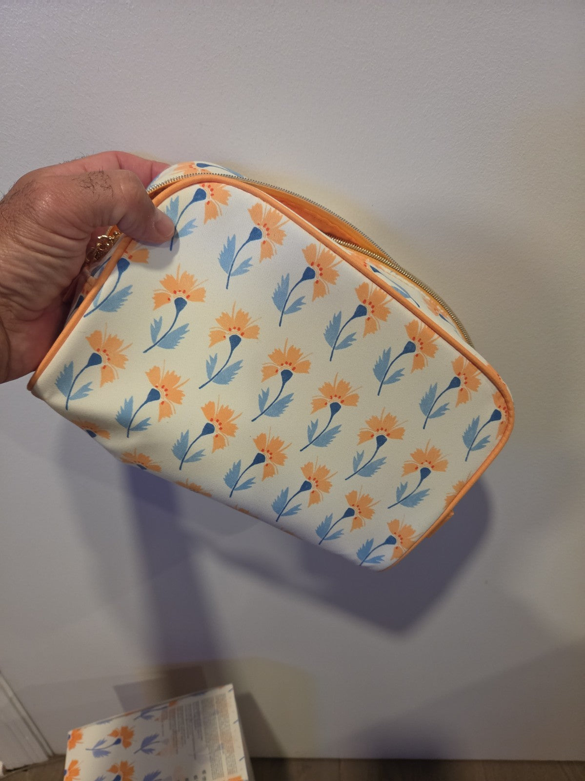 Makeup Cosmetic Bag with Floral Print Zipper Organizer