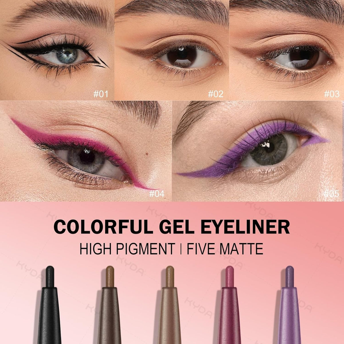 Light Brown Gel Eyeliner Pencil - Smooth Creamy #03, Matte Finish, Retractable