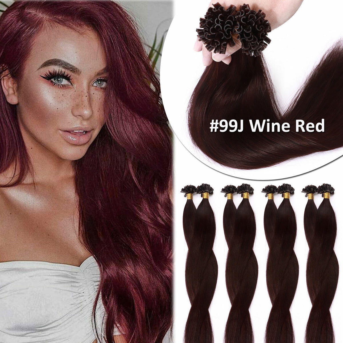 Invisible Keratin Nail U Tip Hair Extensions - Human Hair Fusion 150g