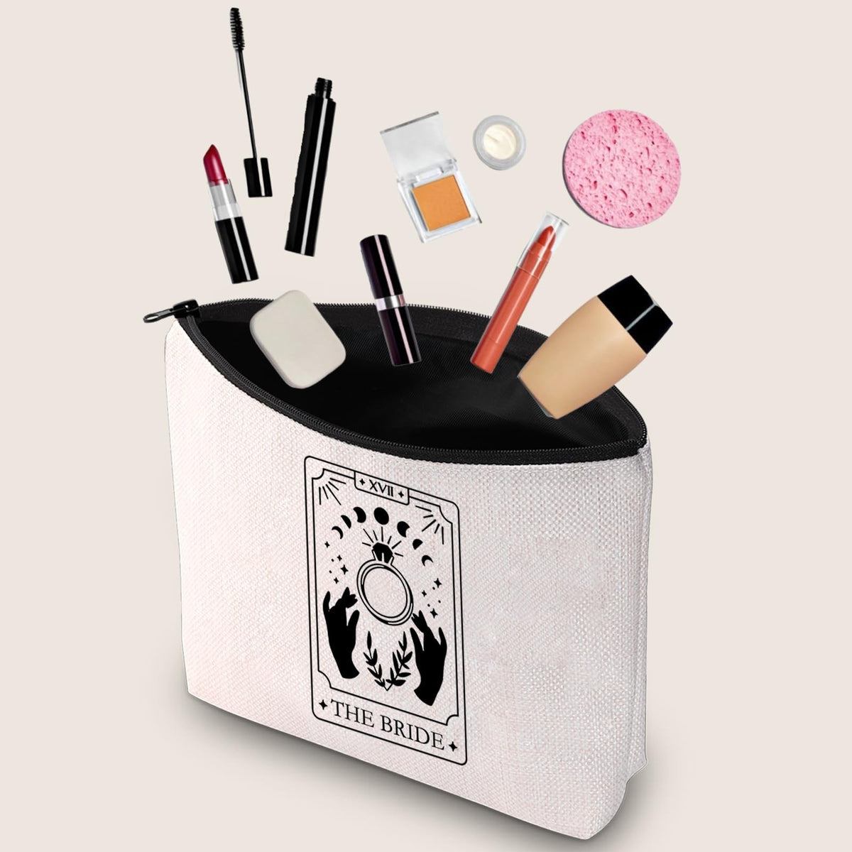 Tarot Card Cosmetic Bag Makeup Pouch Travel Organizer Witchy Bride Gift