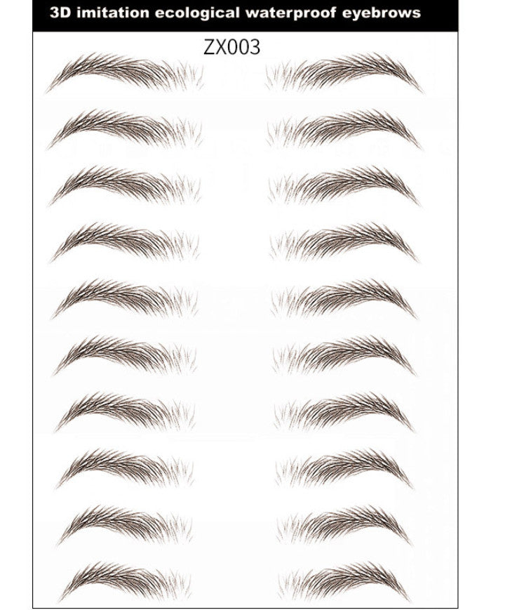 Waterproof Microblading Eyebrow Stickers - Natural Brown 10 Pairs, Fake Tattoo Makeup